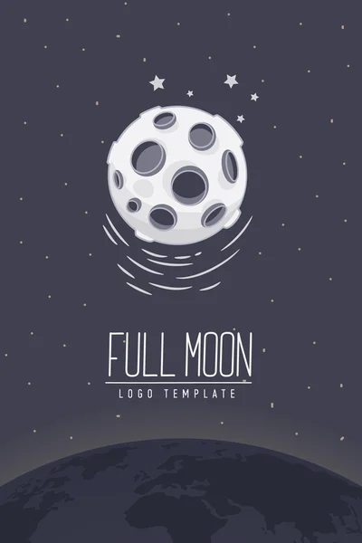 Luna llena. Ilustración vectorial coloreada o símbolo con letras. Plantilla para logotipo. Folleto, póster . — Vector de stock