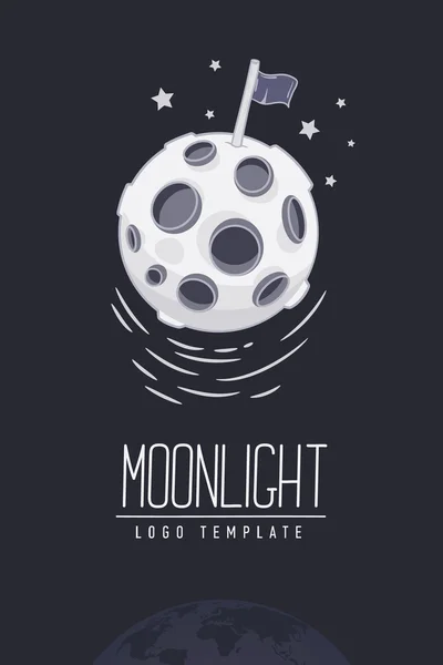 Linha fina cósmica ilustração vetorial colorido com letras. Conceito: estrela na galáxia ou superfície lunar. Logótipo do modelo. Desenho manual. Folheto, cartaz . — Vetor de Stock