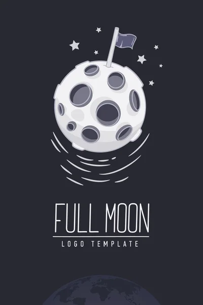 Cosmic thin line colored vector illustration with lettering. Concept: star in galaxy or lunar surface. Template logo. Hand drawing. Flyer, poster.