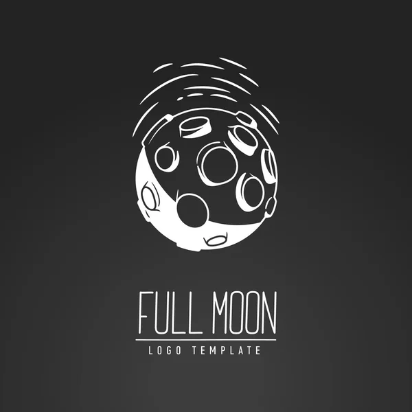 Cosmic thin line vector illustration. Moon, space, light. Concept - the lunar surface. Template logo. Hand drawing. — 스톡 벡터