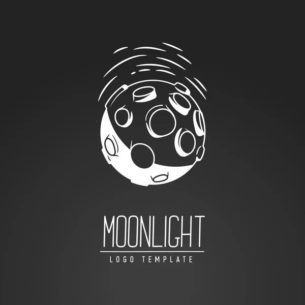 Cosmic thin line vector illustration. Moon, space, light. Concept - the lunar surface. Template logo. Hand drawing. — 스톡 벡터