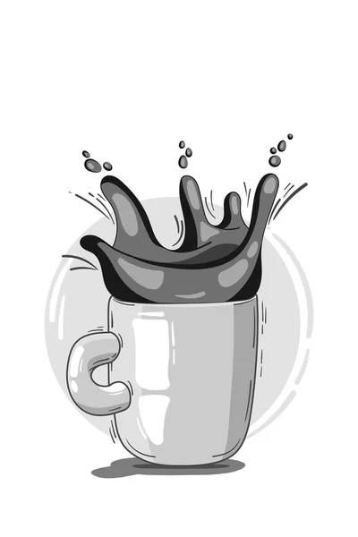 Wektorowych ilustracji: filiżankę kawy lub herbaty z plamami. Doodle i szkic stylu. koncepcja menu restauracji. — Wektor stockowy