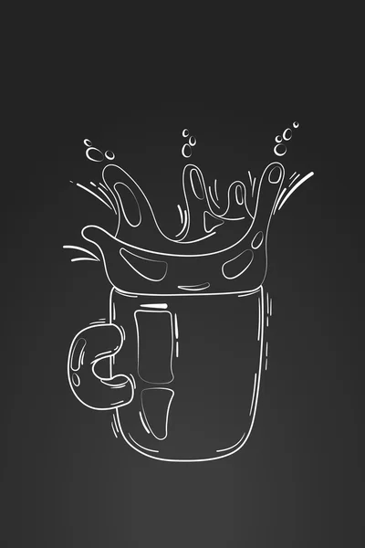 Векторні ілюстрації: чашка кави або чаю з бризками. каракулі та стиль ескізу. концепція меню ресторану . — стоковий вектор