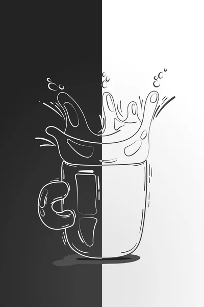 Векторні ілюстрації: чашка кави або чаю з бризками. каракулі та стиль ескізу. концепція меню ресторану . — стоковий вектор