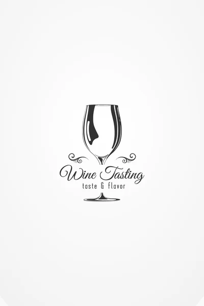 Elemento de design vetorial. Ilustração de silhueta de vidro de vinho com ornametom decorativo. O modelo para o logotipo, convites ou cartaz . — Vetor de Stock