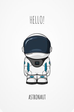 Elle çizilmiş karikatür astronot uzay giysisi içinde. Biri öldü. Kim tek başına sanat kozmik vektör çizim kozmonot satır. Merhaba Dünya kavramı.
