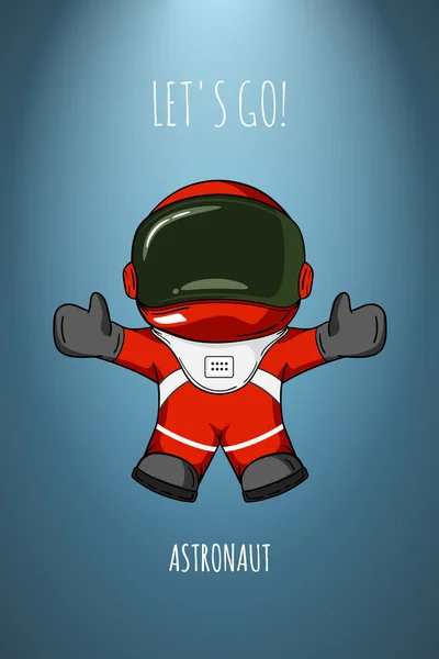 Dibujado a mano ilustración de vectores de dibujos animados astronauta en traje espacial que caen y vuelan. Concepto gravedad cero, viaje . — Vector de stock