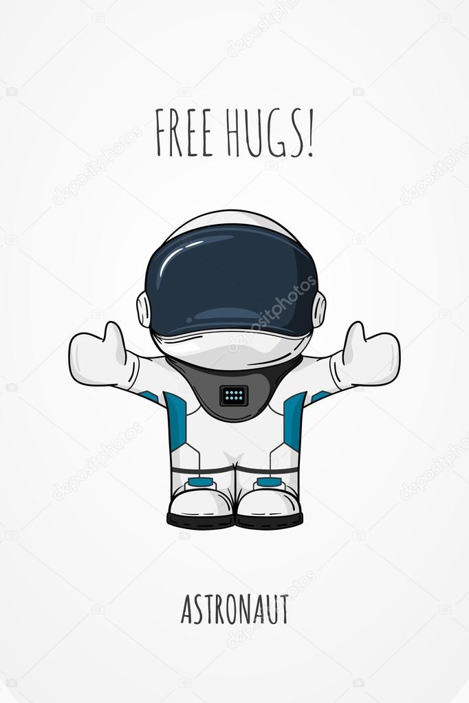 Download Vector illustration astronaut. Design concept. Free hugs ... Download Vector illustration astronaut. Design concept. Free hugs ...
