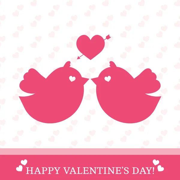 Tarjeta de San Valentín con pájaros enamorados — Vector de stock