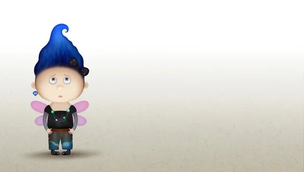 Маленька блакитноока дівчинка, одягнена як фея — стокове фото