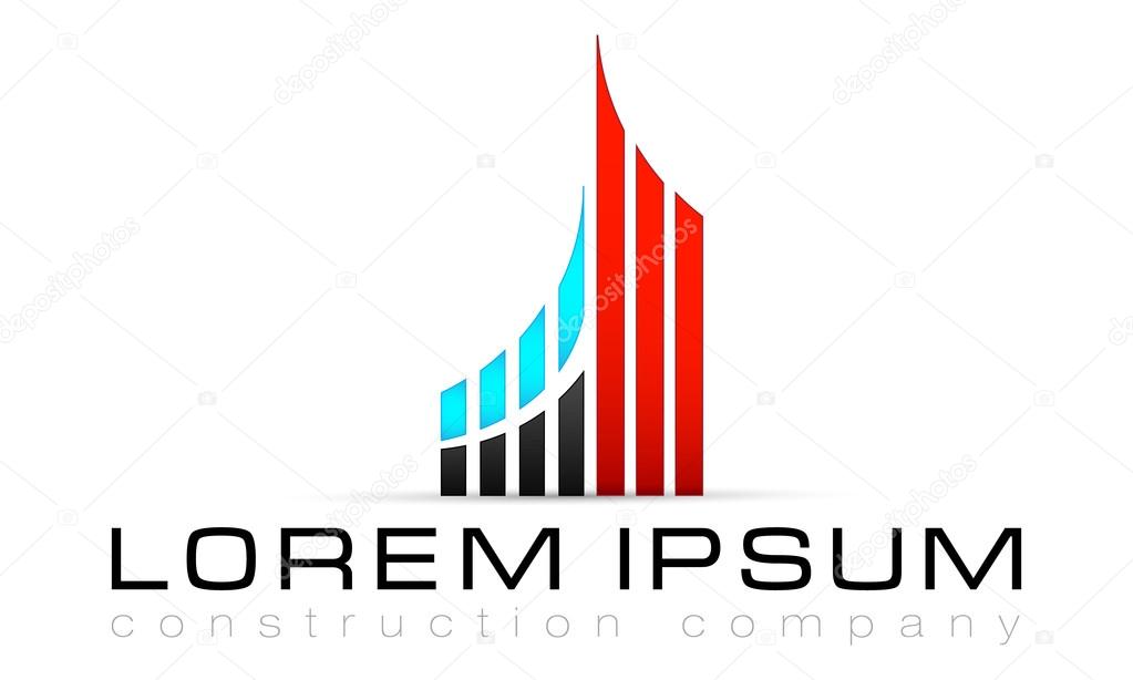 Abstract vector logo template, construction business, banking, corporate logo, stylized skyscraper, rialto logo, exchange logo