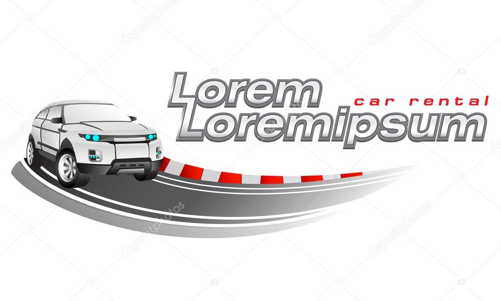 Vector logo template, car on the road