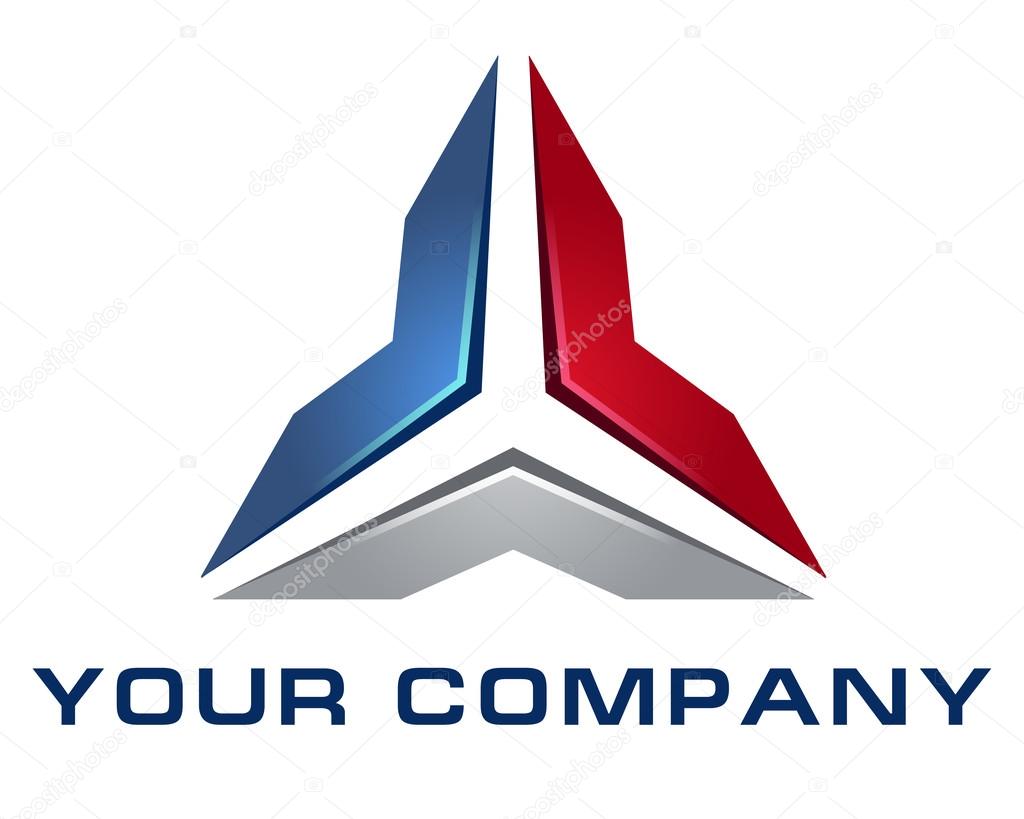 Abstract vector logo template, stylized arrows logotype, triangle logo