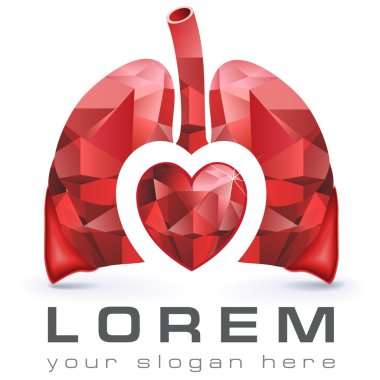 Logo template, vector, lungs and heart clipart