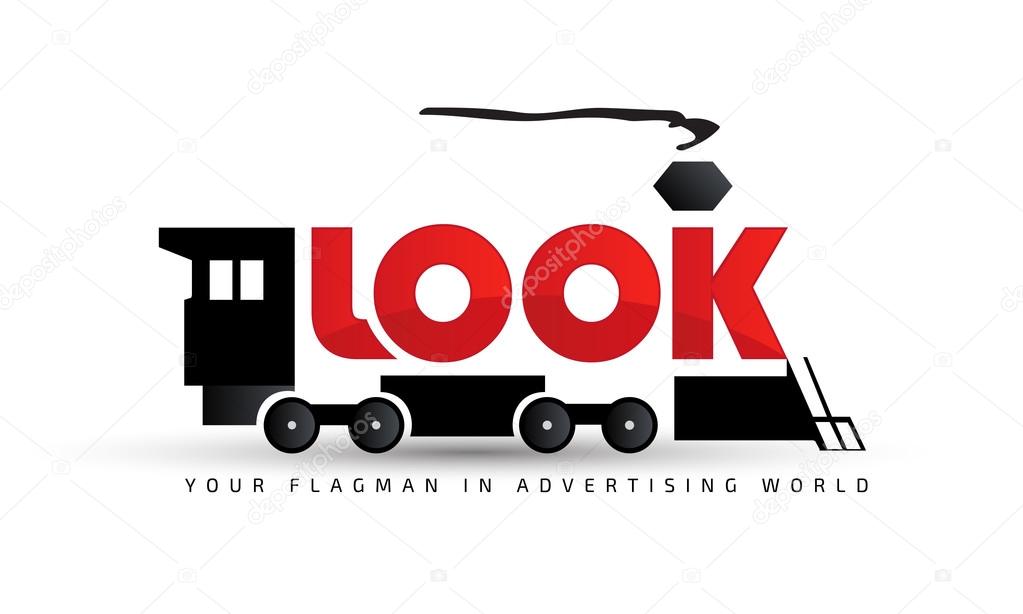 Vector logo template, transportation business logo, creative agency logo, locomotive, flagman, look logo, train logo