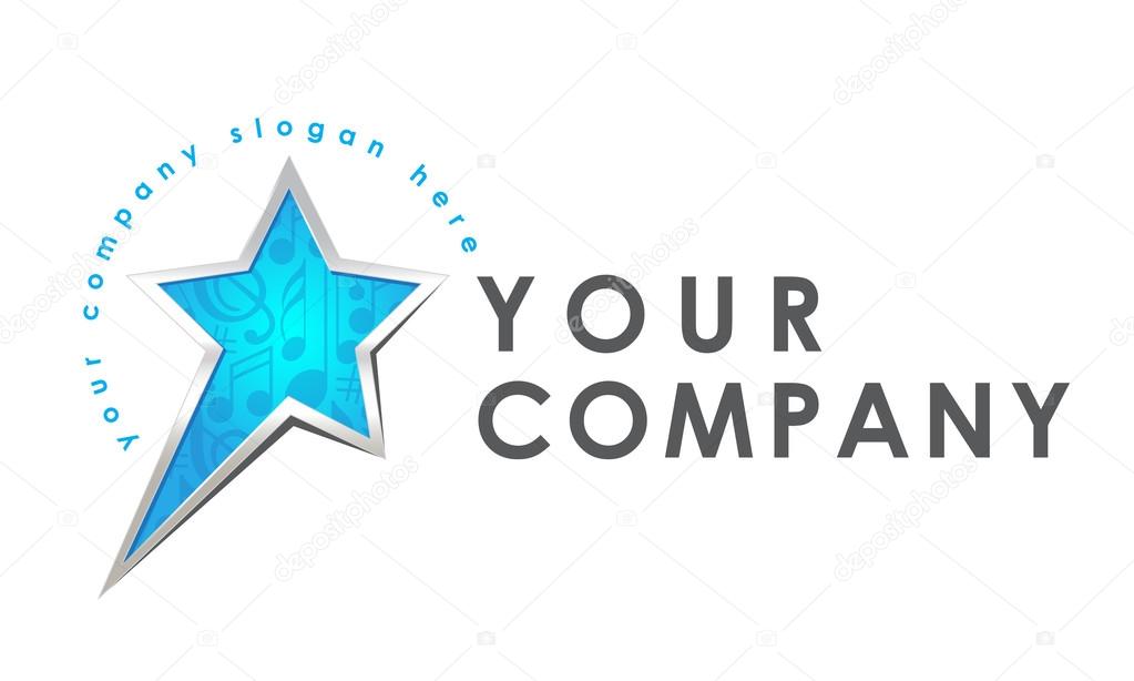 Logo template, vector, shining star, music