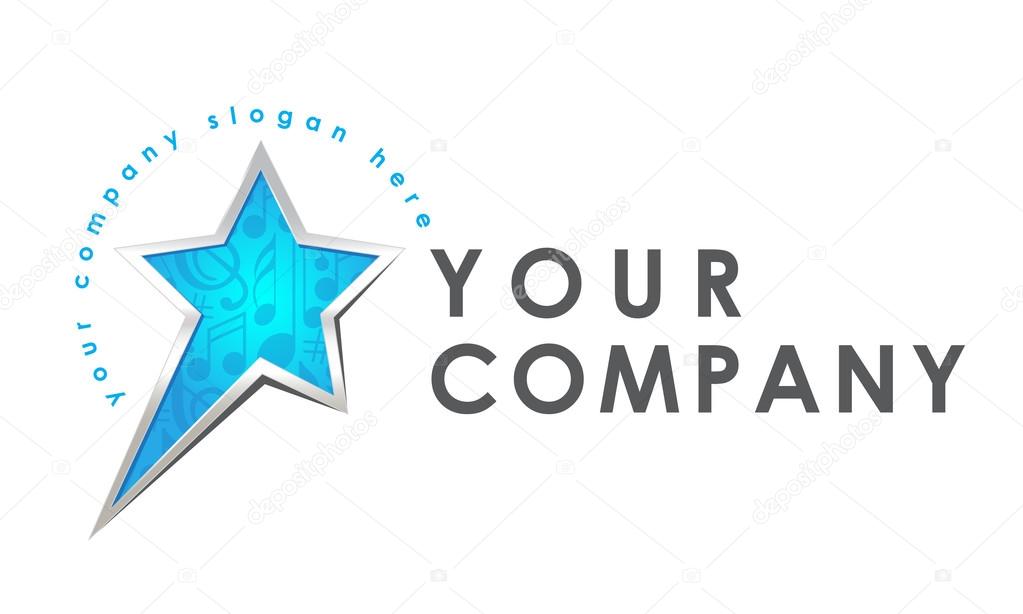 Vector logo template, star, music, pop star logo, music production, music chart, music style, pop style logotype, rock style logotype, radio station logo, tv show logo