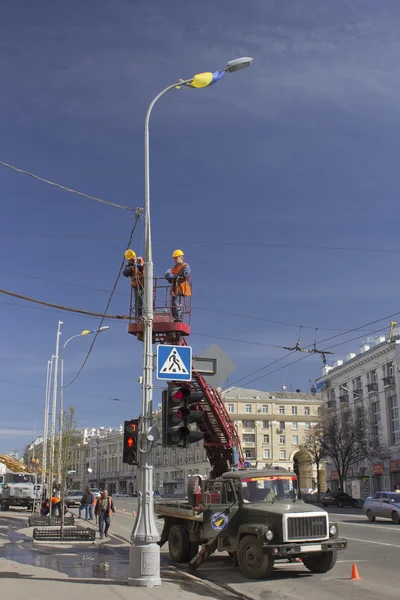 Municipal services are  the city for the holiday — Stock Photo, Image