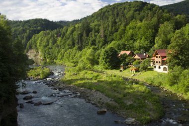 Bir dağ nehir üzerinde yaz aylarında şafak