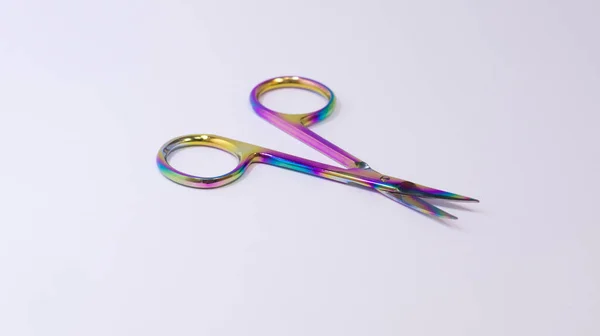 Small Multi Colored Nail Scissors White Background — Stock Photo, Image