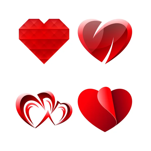 Sada různé romantické srdce — Stockový vektor