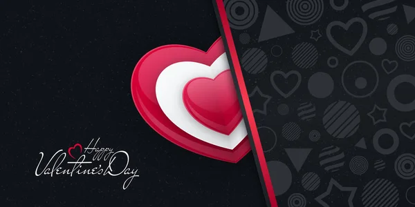 Černý Papír Střih Valentines Day Blahopřání Tvarem Srdce Vzory Různých — Stockový vektor