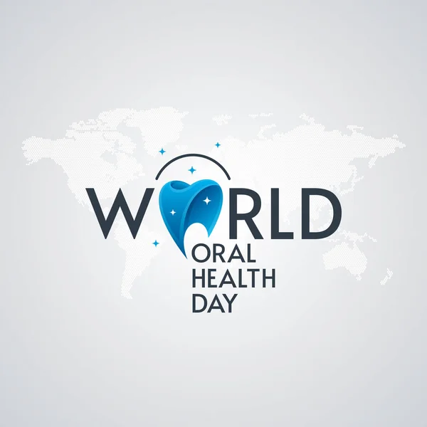 Letras Tipográficas Del Día Mundial Salud Oral Con Mapa Mundial Vector de stock