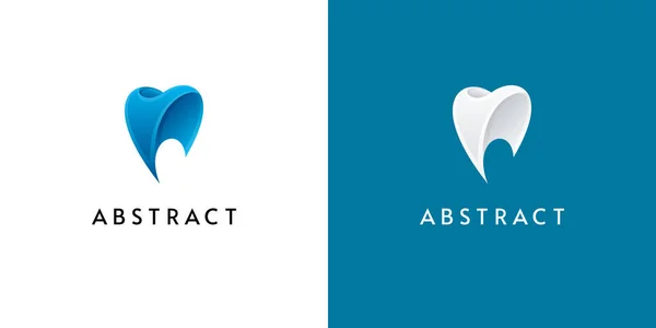 Dental Logo Designs Abstract Tooth Icons White Blue Backgrounds — Stock Vector