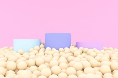 Sarı küçük toplarla kazanan podyum