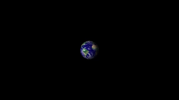 Izolowane Fps Realistyczne Mapa Ziemi Czarnym Tle Obracanie Się Powiększanie — Wideo stockowe
