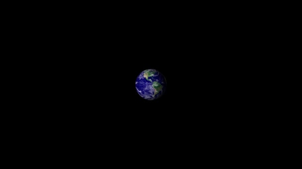 Isoliert Fps Realistisch Landkarte Der Erde Auf Schwarzem Hintergrund Drehen — Stockvideo