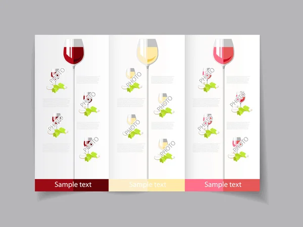 Illustrazione del modello di carta dei vini — Vettoriale Stock