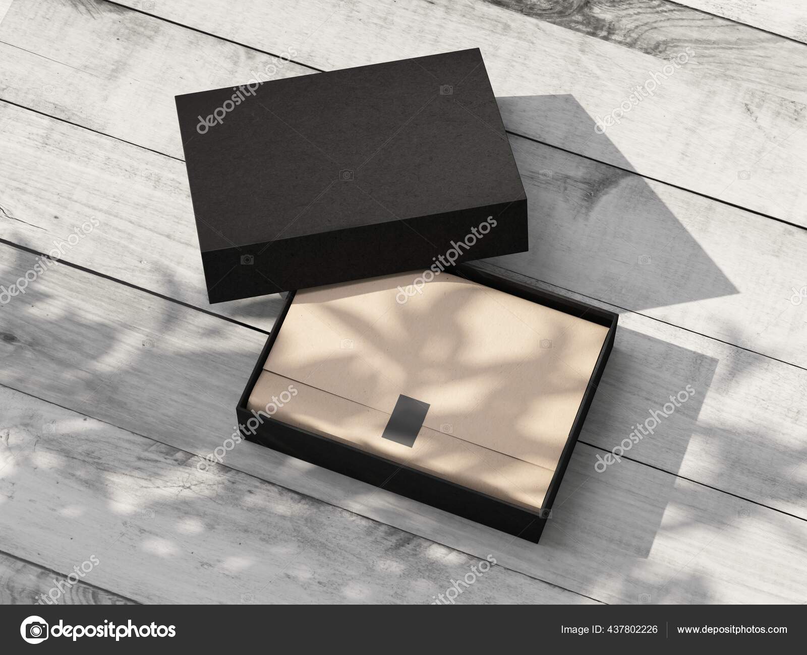 Download Opened Black Textured Gift Box Mockup Kraft Wrapping Paper Sticker Stock Photo Image By C Customdesigner 437802226