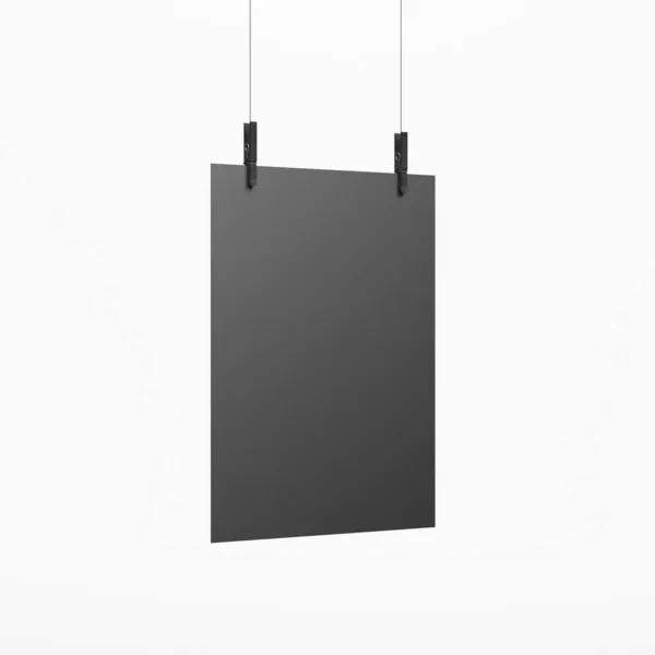 Blank Photo Frame Hanging Rope Isolated White Background Rendering — 스톡 사진