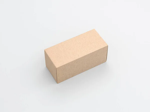 Caja Cartón Kraft Marrón Burla Sobre Fondo Claro Renderizado — Foto de Stock