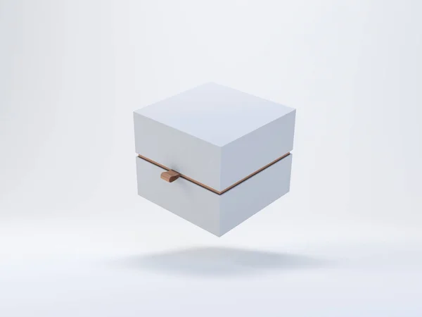 Caixa Presente Branco Embalagem Mockup Fundo Branco — Fotografia de Stock