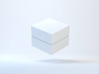 Beyaz Kare Kutu Paketleme Biçimi beyaz arkaplanda uçuyor