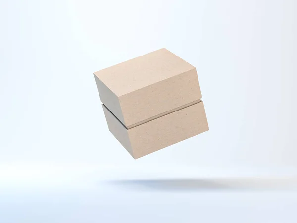 Brown Craft Karton Verpackung Mockup Auf Weißem Hintergrund — Stockfoto