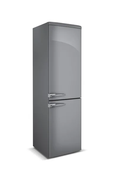 Refrigerador retro gris 3-D aislado sobre fondo blanco — Foto de Stock