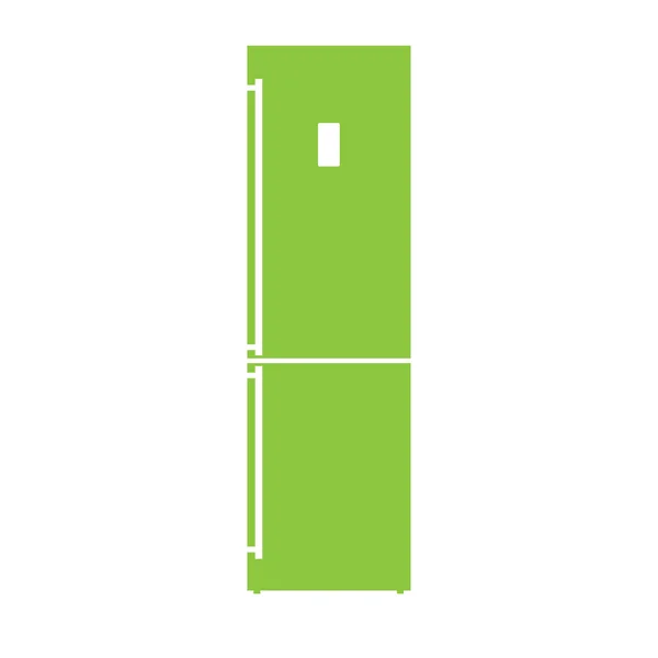 Ícone liso verde do refrigerador isolado no branco. O display LED externo — Fotografia de Stock