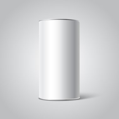 Mockup beyaz boş Tincan ambalaj. Çay, kahve, Kuru ürünler, hediye kutusu. Yer senin tasarım.