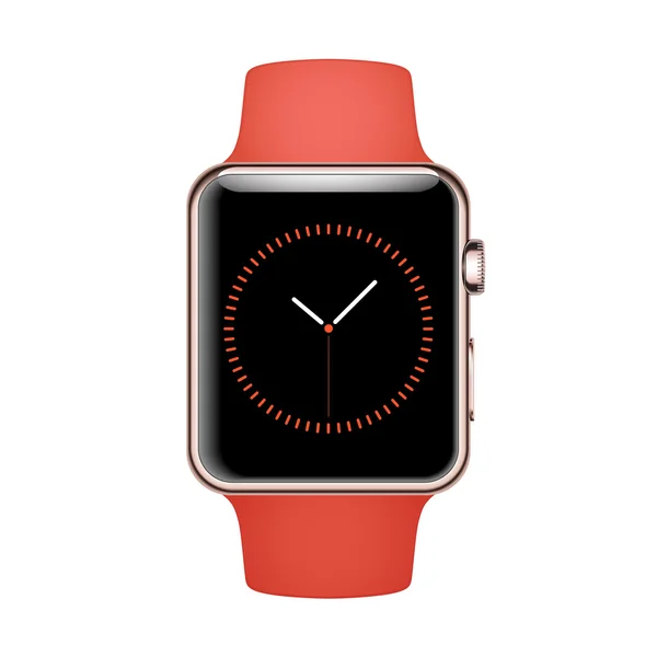 Smart Watch Mockup con cinturino arancione e cassa in acciaio Rose Gold — Vettoriale Stock