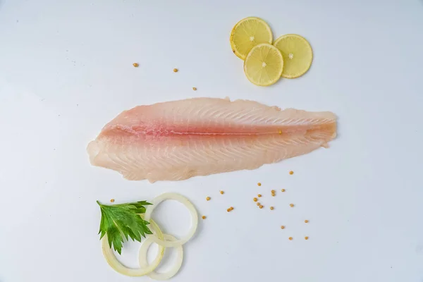 Frisches Filet Dory Auf Weißem Hintergrund — Stockfoto