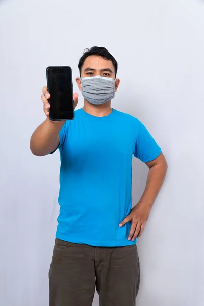 Een Man Draagt Een Medisch Masker Een Doekmasker Beschermen Tegen — Stockfoto