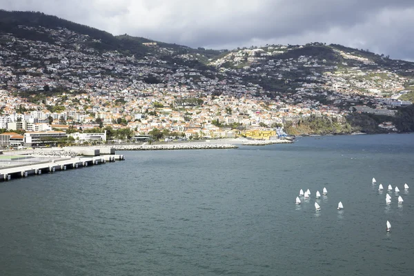 Funchal bay Madeira and sailboats — Stock Photo, Image