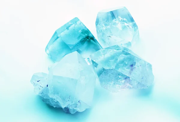 Aquamarine colored ice quartz crystals — Stock Photo, Image