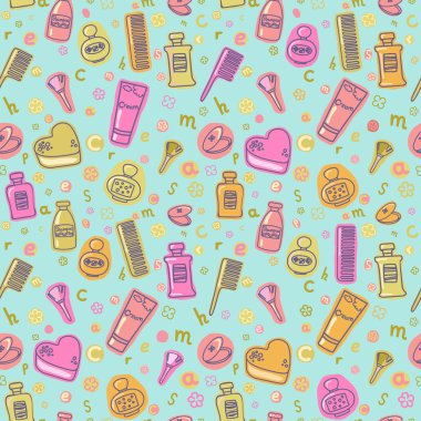 Kesintisiz çizgi film renkli kozmetik desen