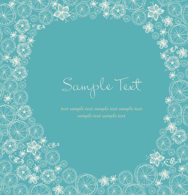 Mavi süs çiçek metin arka plan