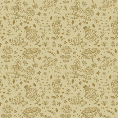 Dikişsiz bej çiçek desenli