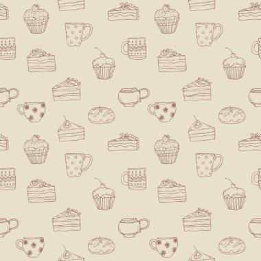 Tatlı ve çay bardağı ile desen